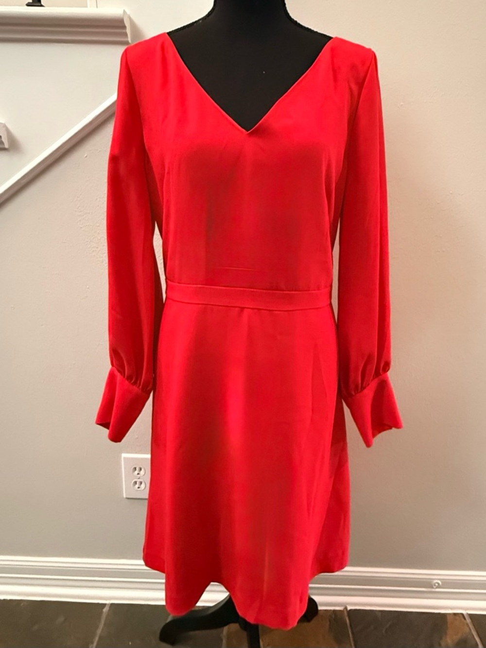Ann Taylor Red Long-Sleeve Shift Dress